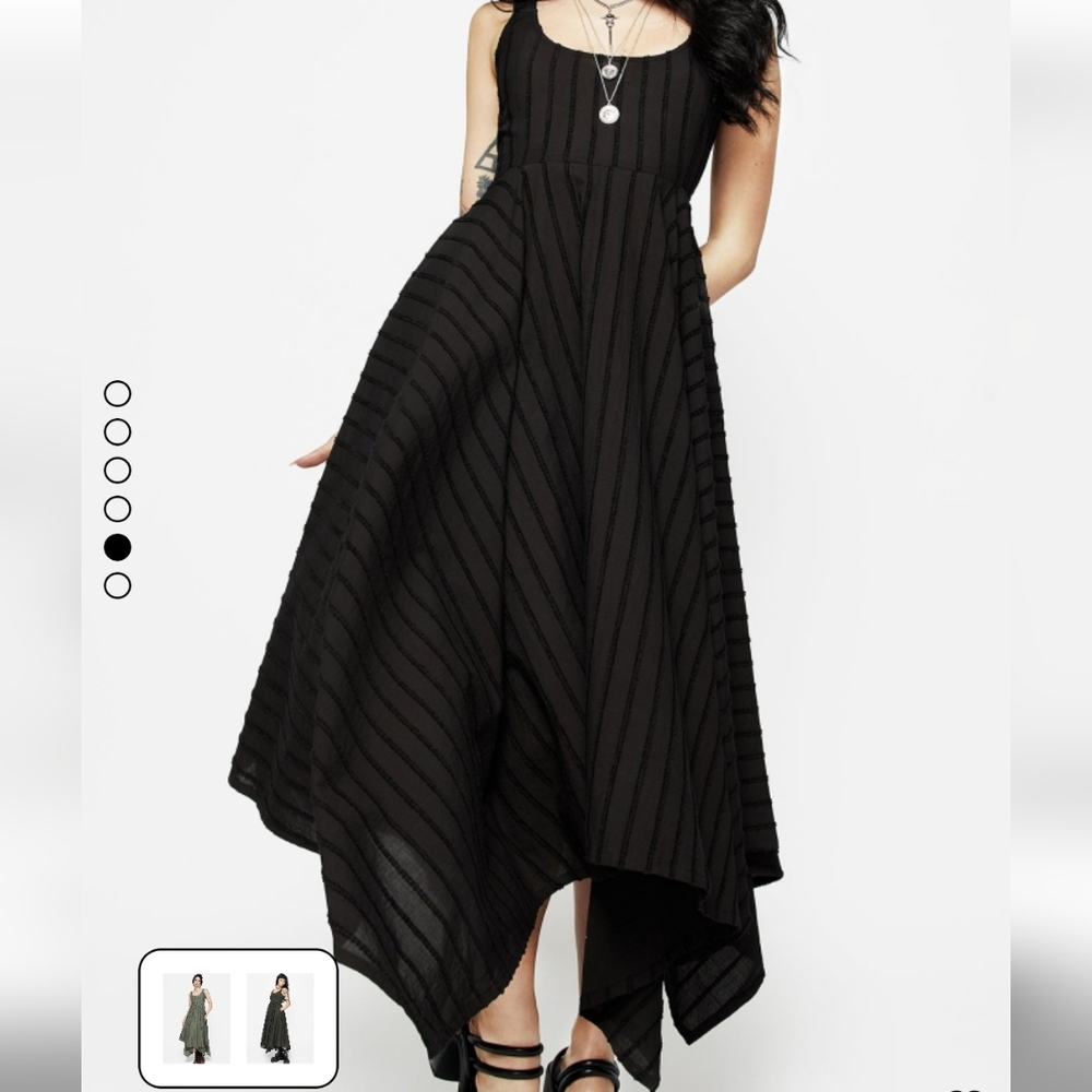 Disturbia Black Blythe Striped Handkerchief Hem Maxi Dress
